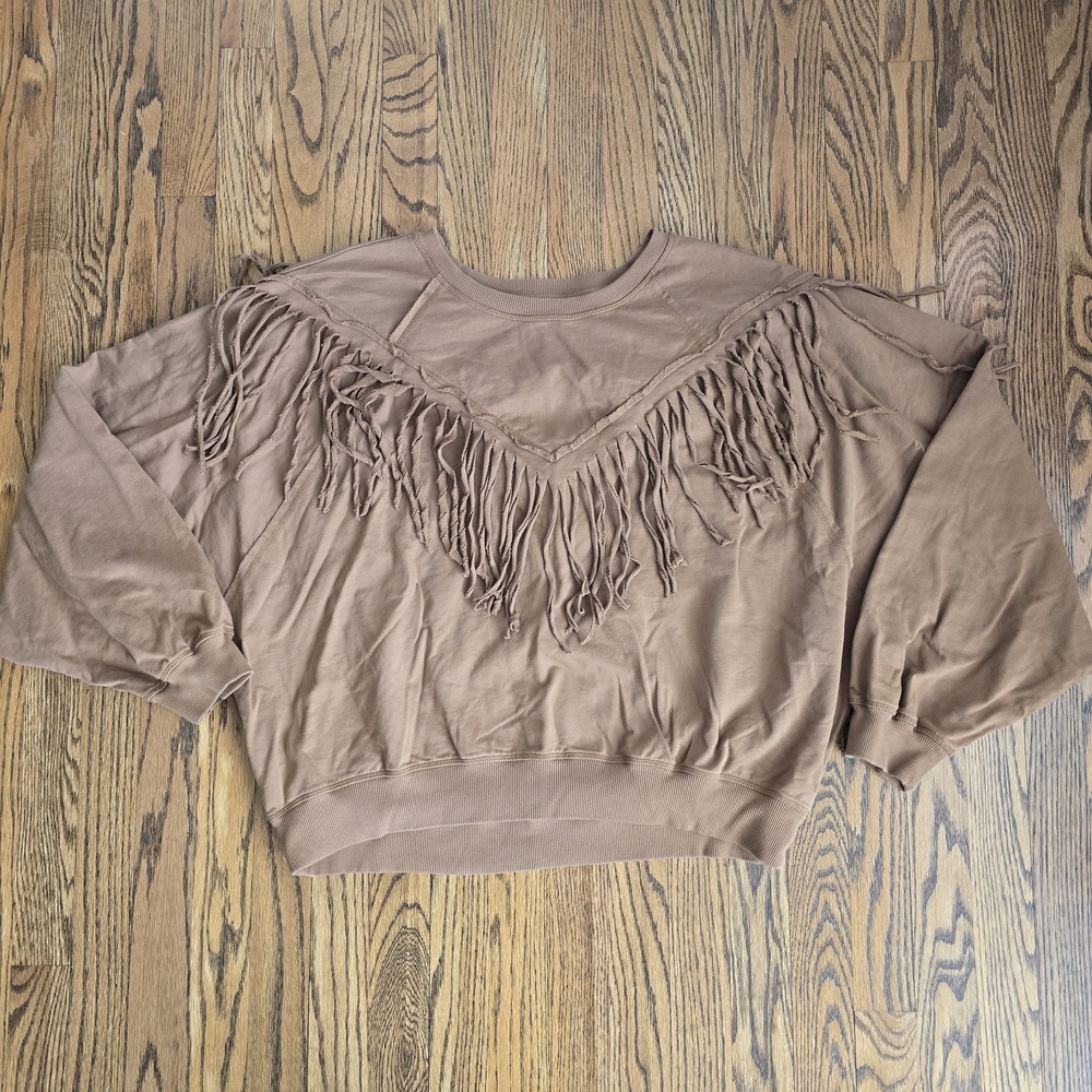 Chelsea DeBoer Fringed Brown Women's Sweatshirt Large Sweatshirt